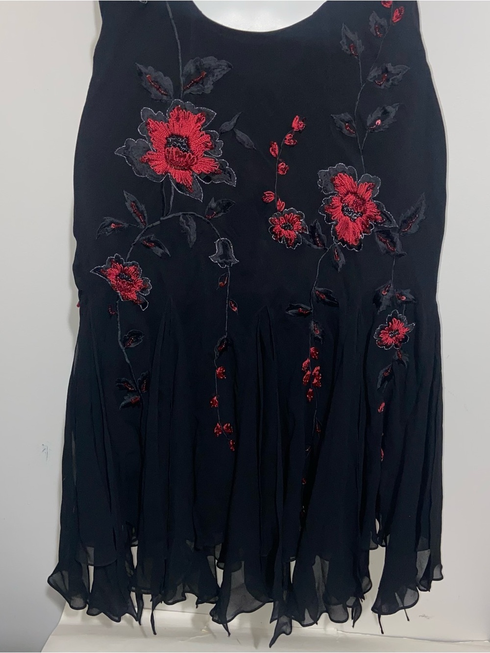 Sue Wong Nocturne Dress Sz 8 Silk Beaded Handkerchief Hem Whimsigoth Fairy Vtg - Picture 4 of 14